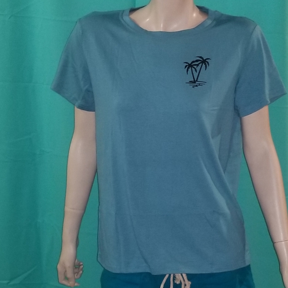 Dusty blue palm tree Tee
